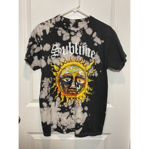 NWOT Sublime Sun Tie Dye T Shirt Black White Cotton Medium Band Retro Faded Y2K